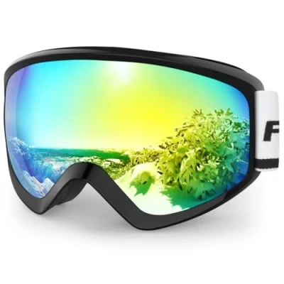 Immagine di Findway Maschera da Sci Bambino 8 14 Anni Occhiali OTG per Ragazzo Ragazza Anti UV Nebbia Compatibile con Casco Snowboard (Lenti Oro1(VLT 7.74%))