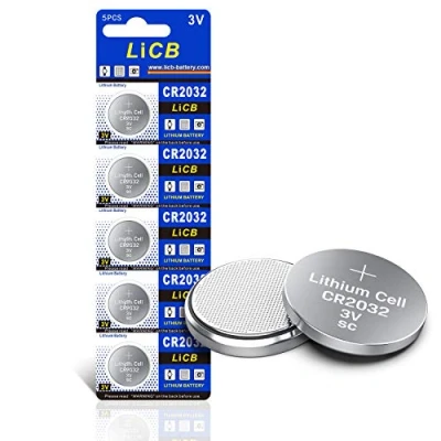 Immagine di LiCB CR2032 Batteria al litio da 3 V, 5 pezzi (CR 2032 / Batterie DL2032 ECR2032) per schede madri di computer, telecomandi, luci a LED, glucometri, giocattoli, chiavi auto, bilance