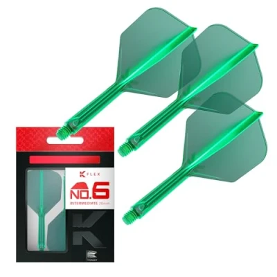 Immagine di Target Darts K Flex Integrated Dart Flight And Shaft, N. 6 Verde (Intermedio) Confezione da 3 6, voli per Freccette di precisione 2 in 1 e Stelo