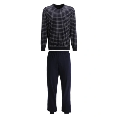 Immagine di Schiesser Schlafanzug Lang mit Bündchen Nightwear Set Pigiama Due Pezzi, Blu Scuro_159618, 26 Uomo