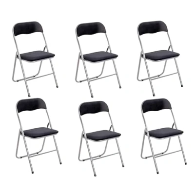 Immagine di HAKU Möbel Set di 6 sedie Pieghevoli, Metallo Tessuto in Velluto, Alluminio/Nero, T 45 x B H 81 cm