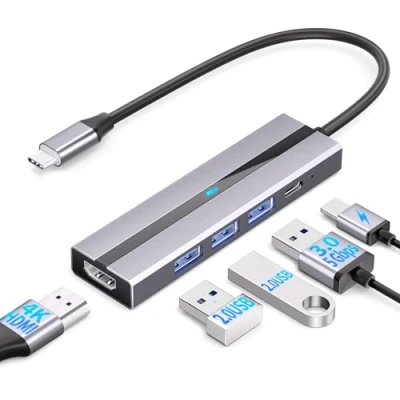 Immagine di AEARJOHN USB C Hub (5 in 1) Custodia alluminio, Tipo a PD100W, HDMI 4K, 3.0, 2 x 2.0