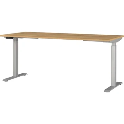 Immagine di Germania Scrivania 7909 638, a Rovere di Grandson repro/Argento, tel. regolabile in altezza, 180 x 120 80 cm (LxAxP)