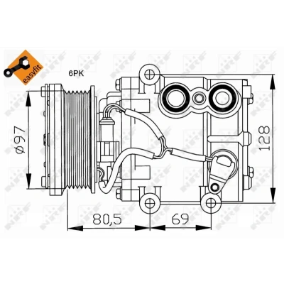 Immagine di NRF EASY FIT 32401 compressore Aria Condizionata SCROLL90V 12 PAG 46 con olio PAG, anello tenuta FORD: FIESTA 5, Fusion Station Wagon