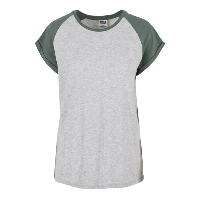 Immagine di Urban Classics Contrast Raglan Tshirt con stampa, Donna, Taglia: XL, Lightgrey/paleleaf