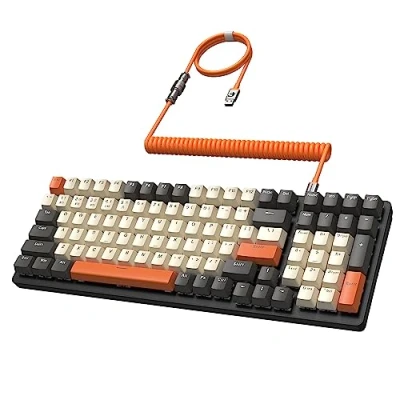 Immagine di MAMBASANKE K6 Pro 96% 3 modalità Tastiera da gioco meccanica Hot Swap 4000mAh 2.4Ghz/Bluetooth 5.0/Tastiera cablata con cavo USB a spirale Type C 9 RGB retroilluminato Linear Red Switch Shimmer