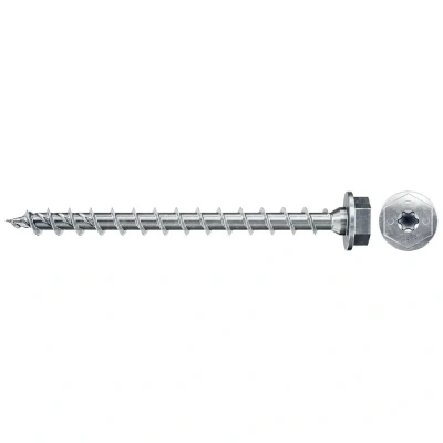 Immagine di Fischer PowerFast II 566376 Vite da legno 10 mm 80 Interno Esagonale rotondo, multidentato, TX, Torx, Impronta T, Acciaio galvanizzato
