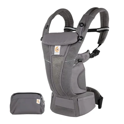 Immagine di Ergobaby, marsupio anteriore e posteriore Omni Breeze per neonati, 4 posizioni SoftFlex Mesh ergonomico Graphite Grey