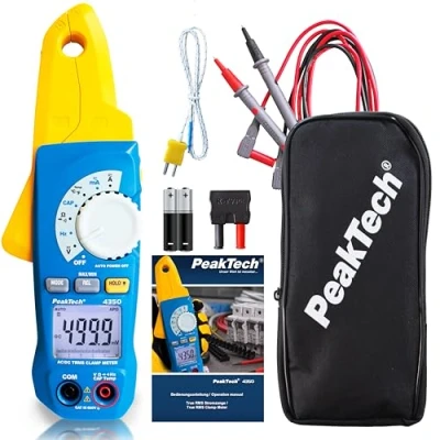 Immagine di Peaktech P 4350 Morsetto Ca/Cc 80A True Rms, Multimetro Digitale, Pinza Amperometrica, Autorange, 4000 Conteggi, Voltmetro senza Contatto, Amperometro, Tester di Continuità Max 600 V