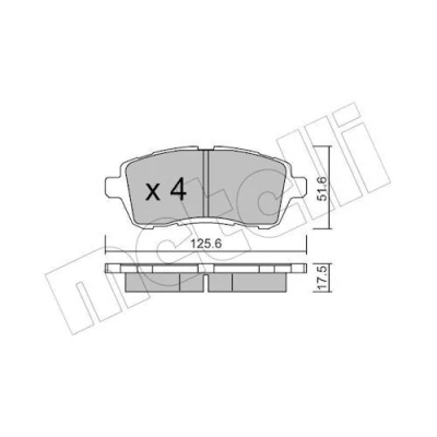 Immagine di metelligroup 22 0793 2 Pastiglie Freno Anteriori E Posteriori, Made in Italy, Pezzo di Ricambio per Auto/Automobile, Kit da 4 Pezzi, Certificate ECE R90, Prive Rame