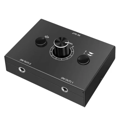 Immagine di UNSTINCER 3,5mm Jack Commutatore Audio Switch 2(1) In 1(2) Out, Analog Aux Interruttore Scatola Von Volume, HIFI Stereo Suono Selettore Deviatore Sdoppiatore per Ampli Cuffie PC Casse Phono