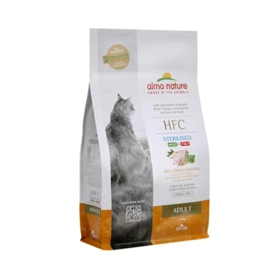 Immagine di almo nature HFC Adult Sterilized Mangime Secco, bilanciato e Completo per Gatti con 100% Pollo Fresco di qualità