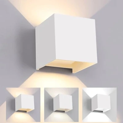 Immagine di LED Applique da Parete Esterno/Interno Regolabile 3 colori Cubo IP65 Impermeabile Lampada Esterno Esterni Muro Quadrata Angolo del Fascio Moderne Bianco 15W 11CM