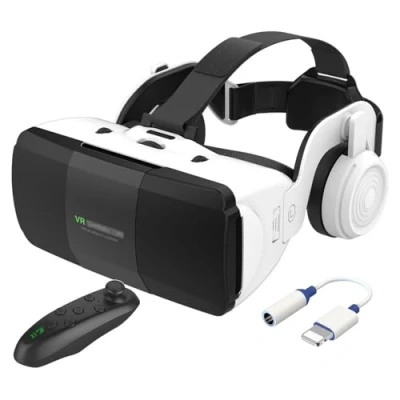 Immagine di 2023 Nuovo Occhiali VR 3D Visore Realtà Virtuale con Cuffie e Controller,Occhiali Virtuali per Giochi Film,VR Headset Compatibile Tutti Gli Smartphone da 4,7&quot; 7,8&quot;,Regali di Natale Particolari (