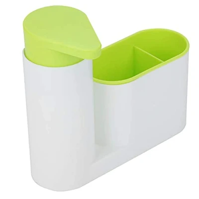 Immagine di Dispenser Sapone Cucina,Dispenser Porta con 2 Scomparti Spugna,Sapone Cucina Liquido Spugne Lavello Ricaricabile,Portasapone