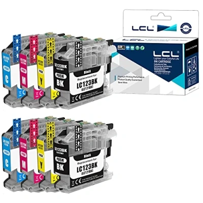 Immagine di LCL Cartucce d&#039;inchiostro Compatibile LC121 LC123 LC123BK LC123C LC123M LC123Y Sostituzione per Brother MFC J4410DW J4510DW J4610DW J4710DW J470DW J6920DW J870DW J245 (2Nero 2Ciano 2Magenta 2Giallo)