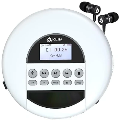 Immagine di KLIM Nomad Lettore CD portatile Batteria a Lunga Durata Include Auricolari Compatibile con R, RW, MP3 SD, Radio FM, Bluetooth Ideale per Auto Hi Fi Nuovo 2024
