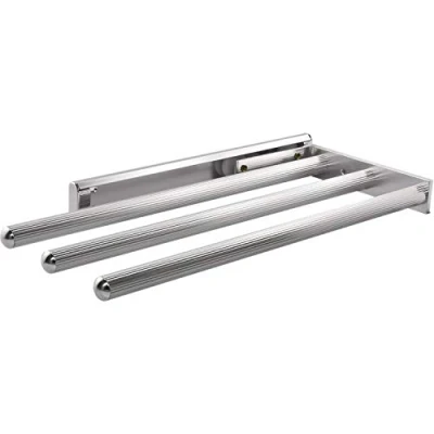Immagine di OBF 03 0357 48 Grimme Pluto Portasciugamani allungabile a 3 bracci, per cucina, ET 325 mm, alluminio lucido, cromato anodizzato, lunghezza mm
