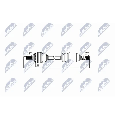 Immagine di NTY NPW SB 009 Albero motore / Semiasse Assale anteriore, anteriore Sx, Dx Trasmissione automatica SUBARU: Forester II