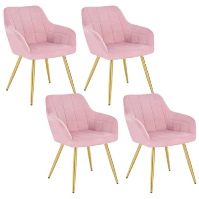 Immagine di WOLTU 4X Sedie da Pranzo Poltroncina per Camera Letto Moderna in Tessuto di Velluto Rosa BH232rs 4