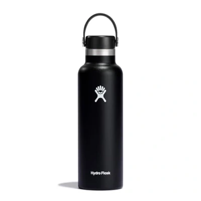 Immagine di Hydro Flask Standard Mouth Bottiglia d&#039;acqua da 621 ml (21 oz) Acciaio inossidabile con isolamento sottovuoto, coperchio a prova di perdite e rivestimento in polvere Black