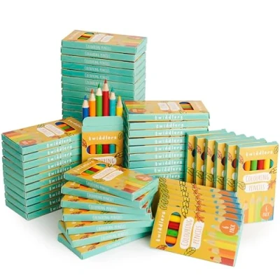 Immagine di TWIDDLERS 360 Matite Colorate (60 Confezioni da 6) Cilindro rotondo di facile presa (8,7 cm lunghezza) Ideale per Borse Party, Feste Compleanno Bambini e Aule Scolastiche