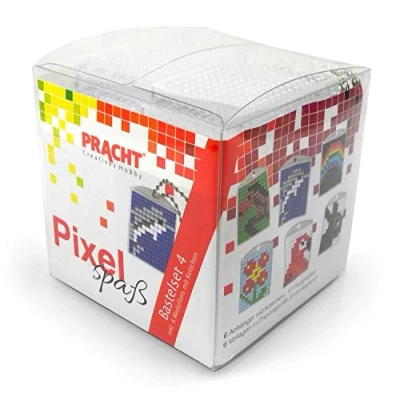 Immagine di Pracht Creatives Hobby Pixel P90011 63501 Divertente Set 4 per Bambini, Semplice Sistema a innesto con Piccole Pietre in bioplastica Creare 6 Portachiavi (medaglioni), Senza Stirare e incollare