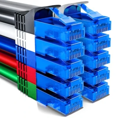 Immagine di deleyCON 10x 2m CAT6 Set di Cavi Rete U UTP RJ45 CAT 6 Cavo Patch LAN Ethernet DSL Switch Router Modem Ripetitore Pannello Colore