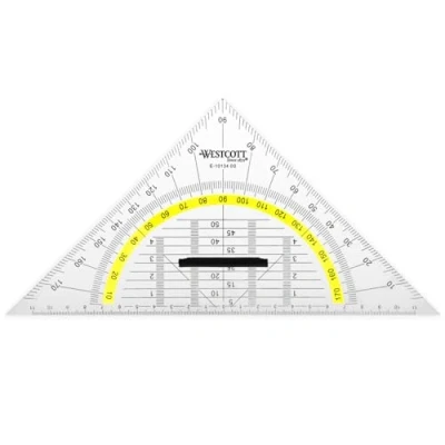 Immagine di Westcott goniometro 22 cm con manico staccabile in plastica trasparente Scala gialla tecnica E per scuola, università o ufficio 10134 00