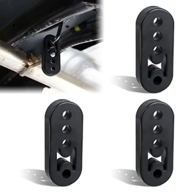 Immagine di 3 Pezzi Gancio di Scarico per Auto Supporto Universale a 4 Fori Staffe Montaggio Tubo in Gomma Silenziatore Nero
