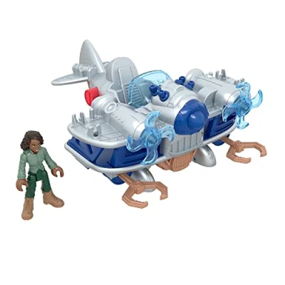 Immagine di Imaginext Jurassic World Dominion Air Tracker Kayla e il suo Aeroplano, set include un action figure snodata di Watts, aeroplano 2 missili, giocattolo per bambini, 3+ anni, HML45