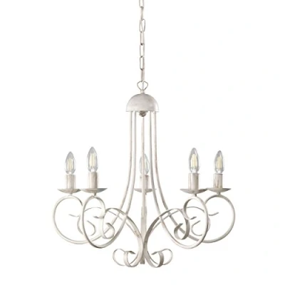Immagine di ONLI Pompei Lampadario 5 luci, stile classico ed elegante. Struttura in metallo. Bianco