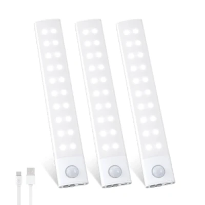 Immagine di Luce LED Sottopensile 2000mAh, 20CM Armadio con Sensore Movimento, 40 Leds USB C Ricaricabile Magnetica 3 Colore Dimmerabile Lampada Guardaroba per Cucina, Scale, Corridoio, Garage, Pezzi