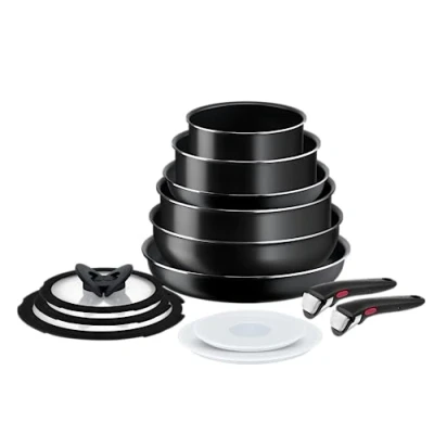Immagine di Tefal Ingenio Easy ON L1599243 Set di pentole e padelle, 13 pezzi, impilabili, con manico rimovibile, salvaspazio, antiaderenti, non a induzione, colore nero