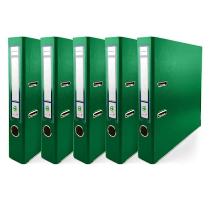 Immagine di Netuno 5x raccoglitore anelli a4 verde registratore rigido con dorso 5 cm carte archivio faldone ufficio cartone documenti portadocumenti