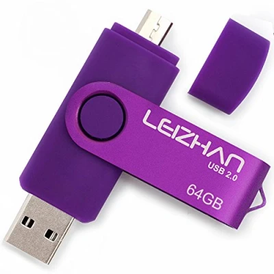 Immagine di LEIZHAN PenDrive 2.0 64GB Chiavetta USB Memoria Stick OTG(On the Go) 2 in 1(Micro &amp; 2.0) Flash Drive Supporto Telefono Android Tablet PC Porpora