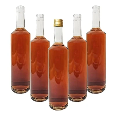Immagine di DIAH DO IT AT HOME Set di 5 bottiglie in vetro LINA da 750 ml (0,75 l) + tappi a vite per riempire soli gin, grappa, liquore, vino