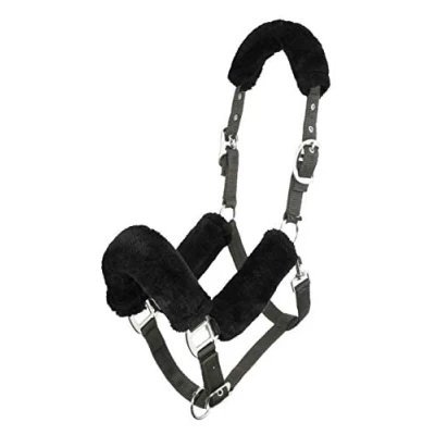 Immagine di LeMieux Cavezza confortevole per cavalli, nera, fodera in morbido pile, regolabile e resistente, pony