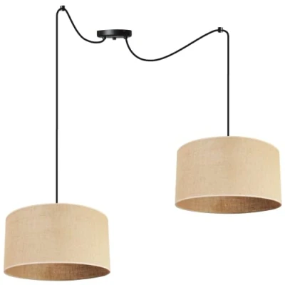 Immagine di Light Home Juta Lampadario a Sospensione Lampade Ragno in Metallo con Paralume Moderno E27 2 Luce 35 cm Nero Base e