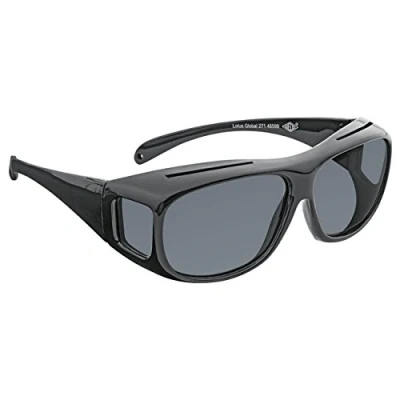 Immagine di Wedo 27148599 occhiali da sole slip on per automobilisti e portatori di occhiali, lenti polarizzate secondo lo standard ISO, protezione UV al 100%, con copertura sole, nero