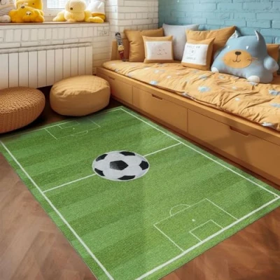 Immagine di Tappeti per bambini, Stadio di calcio, Tappeto Verde, 80 x 120 cm, camera dei bambini
