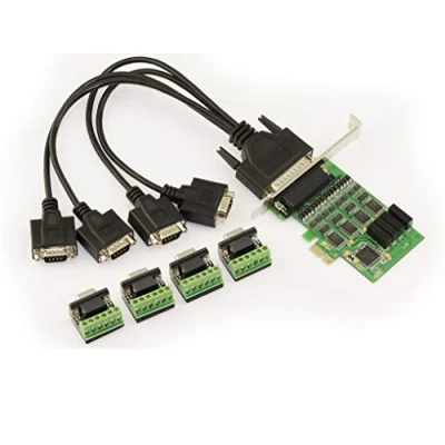 Immagine di KALEA INFORMATIQUE Scheda Controller RS422 RS485 a 4 Porte su Slot PCIe con chipset EXAR XR17V354 terminali RS 422 485