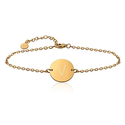 Immagine di GD GOOD.designs EST. 2015 Bracciale con Lettere in Oro I 18k Placcato Vero Ciondolo Incisione delle iniziali (V)