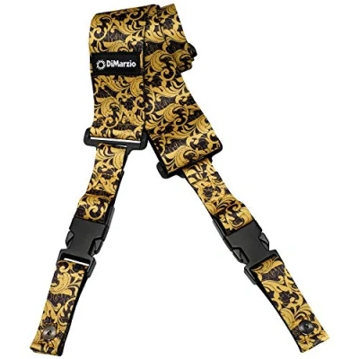 Immagine di DiMarzio® ClipLock® Steve Vai UtoPIA, tracolla per chitarra a sgancio rapido, 5 cm, nero/oro