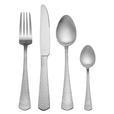 Immagine di Mikasa Broadway set di posate in acciaio inox, argento per 4 persone Include coltelli, forchette, cucchiai da dessert e cucchiaini Lavabile lavastoviglie