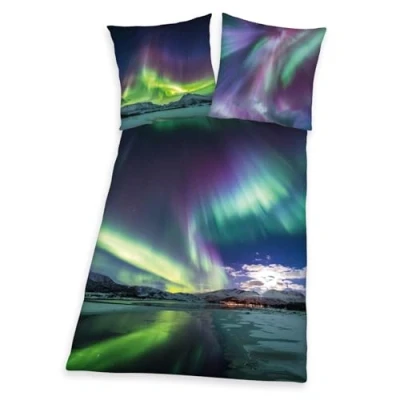 Immagine di Herding Set di Biancheria da Letto &quot;Young Collection&quot;, Aurora boreale, Reversibile, Federa 80 x cm, Copripiumino 135 200 Cerniera qualità, Cotone Renforcé