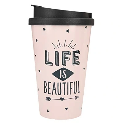 Immagine di Depesche Life is Beautiful 2180.030 Tazza in plastica con scritta, 350 ml, riutilizzabile