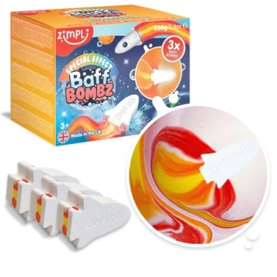 Immagine di 3 bombe a razzo grandi di Zimpli Kids, effetto speciale per bambini, set regalo bolle sapone fatte mano, regali compleanno bambini e bambine dai anni in su