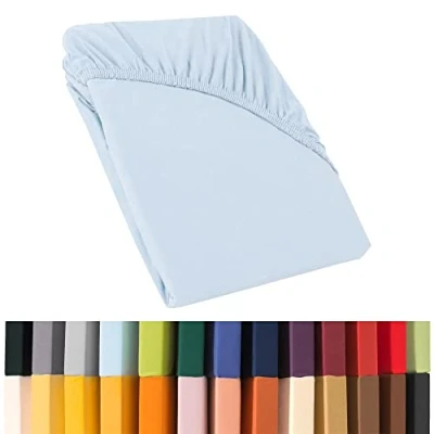 Immagine di CelinaTex Relax Lenzuola ad Angoli Elastici, Cotone, Hellblau Aquablau, 180 x 200 220 cm