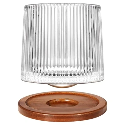 Immagine di Uten Calice da Acqua Rotante, 275 ML/10 OZ Bicchiere Whisky Cristallo, Sottobicchiere in Bambù, Sensazione Spessa, Coppa Rum Vetro Latte, Relax e Decompressione, 1
